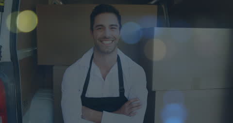 Smiling Delivery Professional in Warehouse Setting