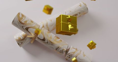 Golden Christmas Crackers and Gifts in Mid-Air - Download Free Stock Images Pikwizard.com