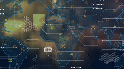 Futuristic Digital Network Interface with Global Map