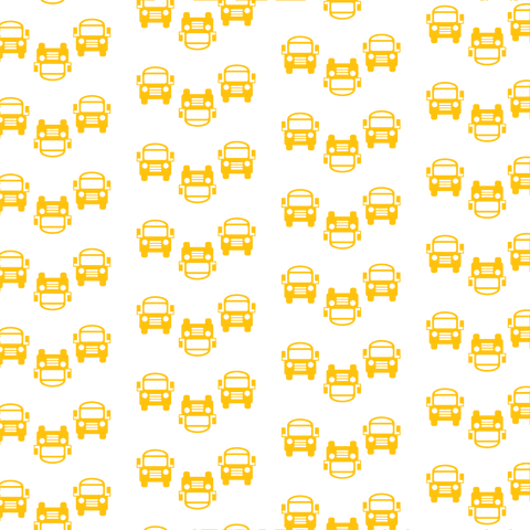 Seamless yellow car pattern on transparent background