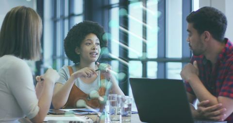 Diverse Professionals Meeting with Digital DNA Concept