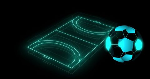 Digital football and neon interface stadium design concept