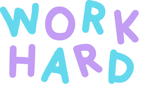Work hard motivational bubble text on transparent background
