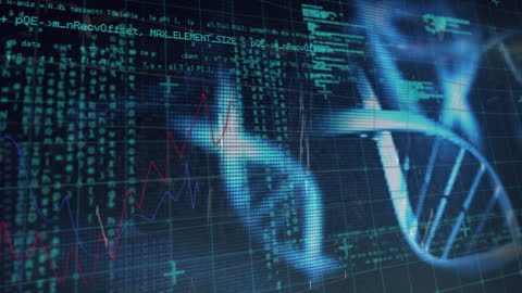 Futuristic DNA and Data Processing Interface Representation