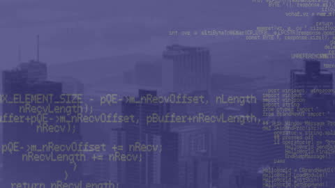 Cityscape with Digital Data Overlay Signifying Technology Integration