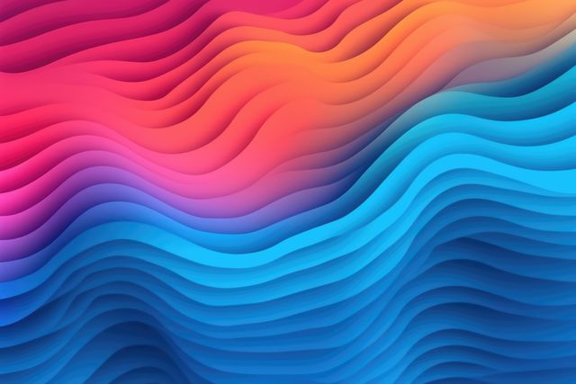 Close up of blue to pink seamless wave pattern, created using generative ai technology. Pattern, waveflow and colour concept digitally generated image.