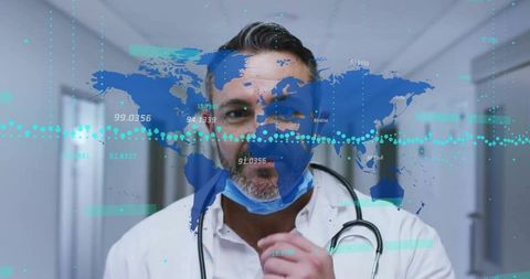 Medical professional analyzing global health data innovation