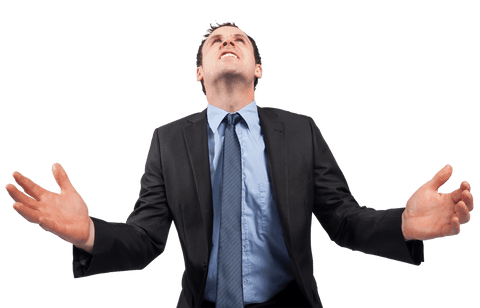 Transparent Businessman Reaching Upset or Frustrated Gesture