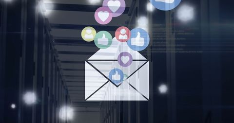 Digital Communication with Social Media Icons Over Server Network - Download Free Stock Images Pikwizard.com