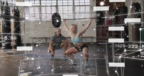 Female athlete training with digital sports performance overlay