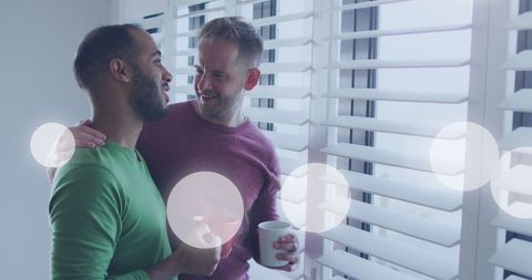 Diverse Male Couple Enjoying Morning Coffee Together - Download Free Stock Images Pikwizard.com