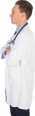 Transparent Doctor Standing Arms Crossed Focused Side Profile - Download Free Stock Videos Pikwizard.com