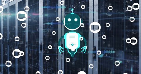 futuristic ai chatbot interface with digital server background - Download Free Stock Images Pikwizard.com