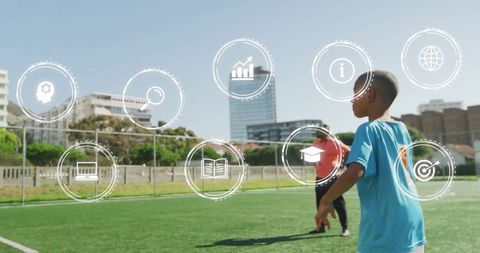 Youth Soccer Training with Futuristic Digital Interface