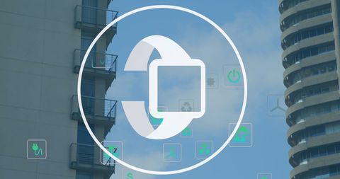 Smartwatch Interface and Digital Icons Overlaying Cityscape - Download Free Stock Images Pikwizard.com