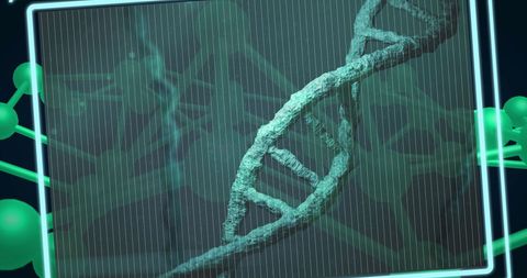 Futuristic digital dna strand on abstract technology background
