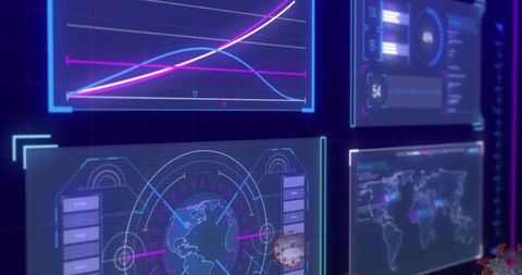 Futuristic holographic data visualization dashboard