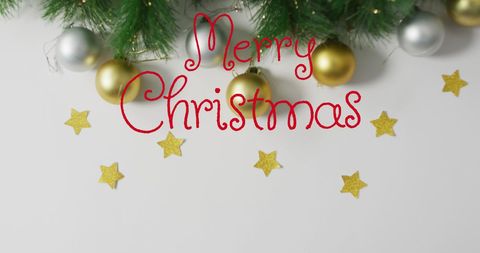 Festive Christmas Background with Ornaments and Stars