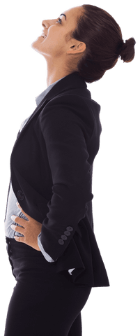 Confident Businesswoman Smiling Side View Transparent Background