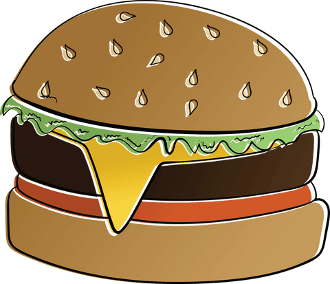 Delicious Cheeseburger Digital Illustration on Transparent Background - Download Free Stock Videos Pikwizard.com