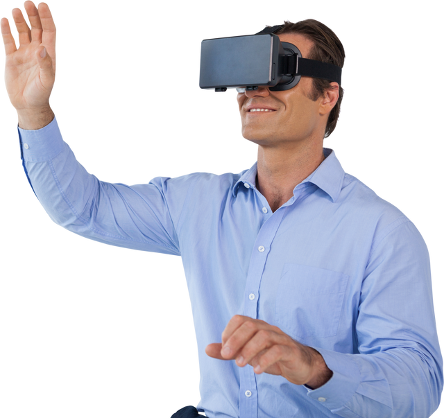 Smiling Man Using Virtual Reality Headset on Transparent Background - Download Free Stock Videos Pikwizard.com