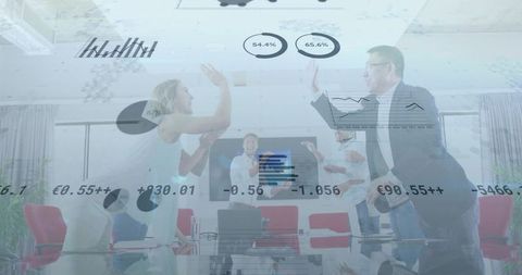 Business Professionals Celebrating Success with High-Fives