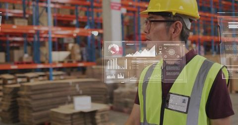 Warehouse Employee Using Augmented Reality Interface