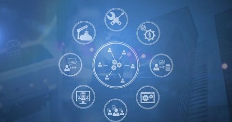 Digital Interface of Business Network on Blue Background - Download Free Stock Images Pikwizard.com