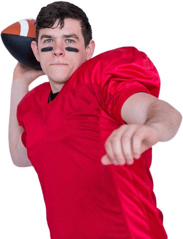 Transparent american football player throwing pass