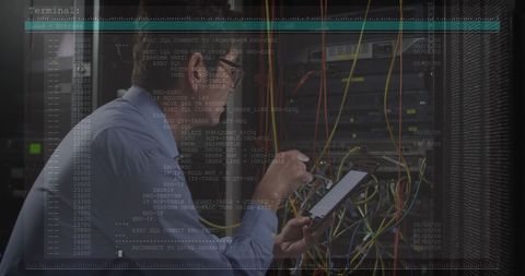 Technician Managing Server Room with Digital Interface Concept - Download Free Stock Images Pikwizard.com