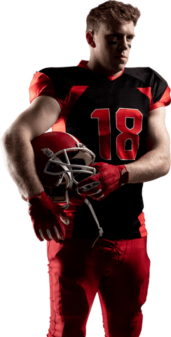 Athletic Young Football Player Holding Helmet Transparent Background
