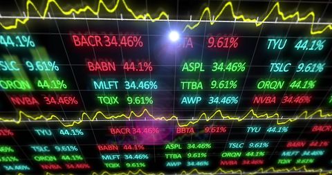 Dynamic Stock Market Analysis with Colorful Ticker Display - Download Free Stock Images Pikwizard.com