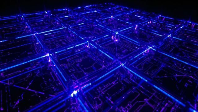 Futuristic Glowing Cyber Grid with Blue Neon Connections