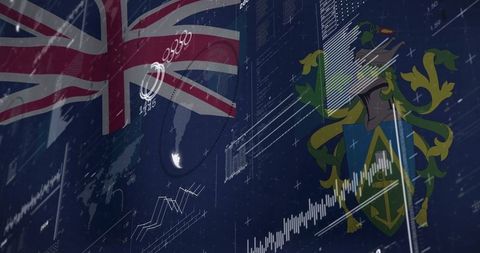 Uk economic data representation with national symbols and financial graphs