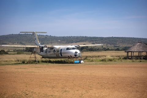 Abandoned technology airplane in vast african countryside