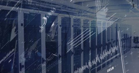 Futuristic Data Center Infrastructure and Analytics Visualization