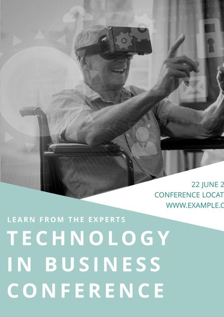 Elderly Man Using VR Headset at Business Technology Conference - Download Free Stock Templates Pikwizard.com