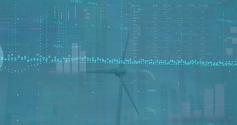 Wind Turbine with Statistics Overlay Technology Concept