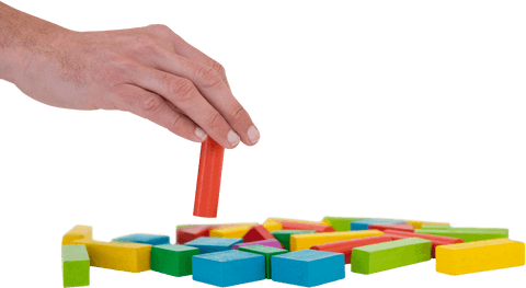 transparent hand positioning multicolored building blocks - Download Free Stock Videos Pikwizard.com