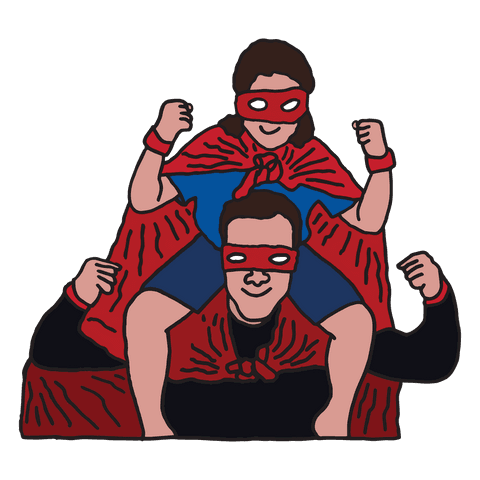 Playful Superhero Father and Daughter on Transparent Background
