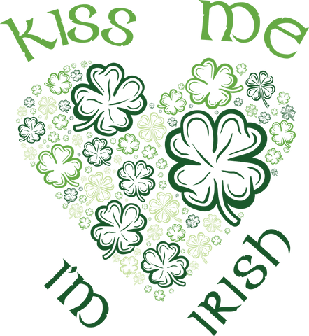 Kiss Me I'm Irish Four-leaf Clovers Heart Illustration