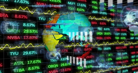 Digital Globe Animation with Stock Market Display Overlay