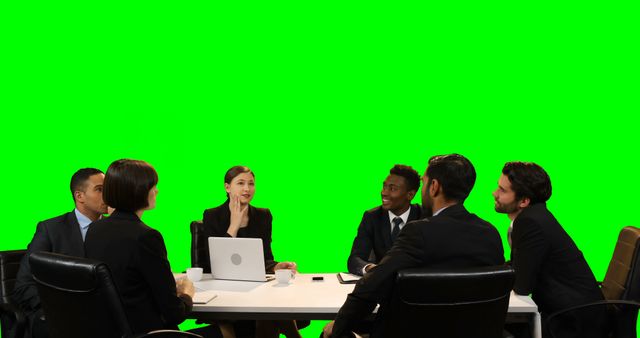 Diverse Business Team in Conference Room with Green Screen Background - Download Free Stock Images Pikwizard.com