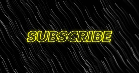 Neon yellow subscribe text on abstract dark background