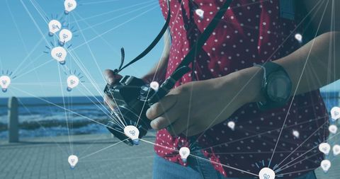 Photographer Planning Creative Network Connections Outdoors