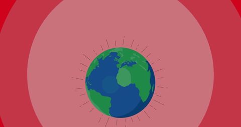 Abstract Globe Illustration with Red Background Lines