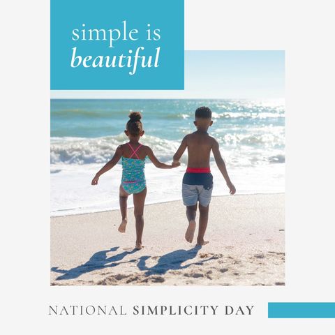 African American Siblings Celebrating National Simplicity Day at Beach