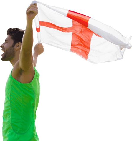 biracial man with english flag celebrating sports transparent background - Download Free Stock Videos Pikwizard.com