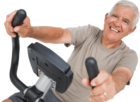 happy senior man exercising on stationary bike transparent background - Download Free Stock Videos Pikwizard.com