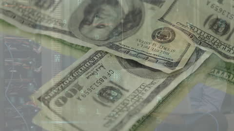 Banknotes Overlayed with Data Processing Stream